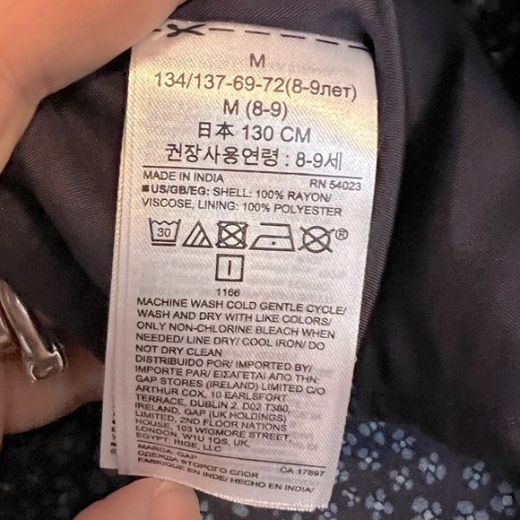 GAP Adorable Kids Puff Sleeve Smocked Navy Blue Kids Dress Size Medium (8) - Picture 10 of 10